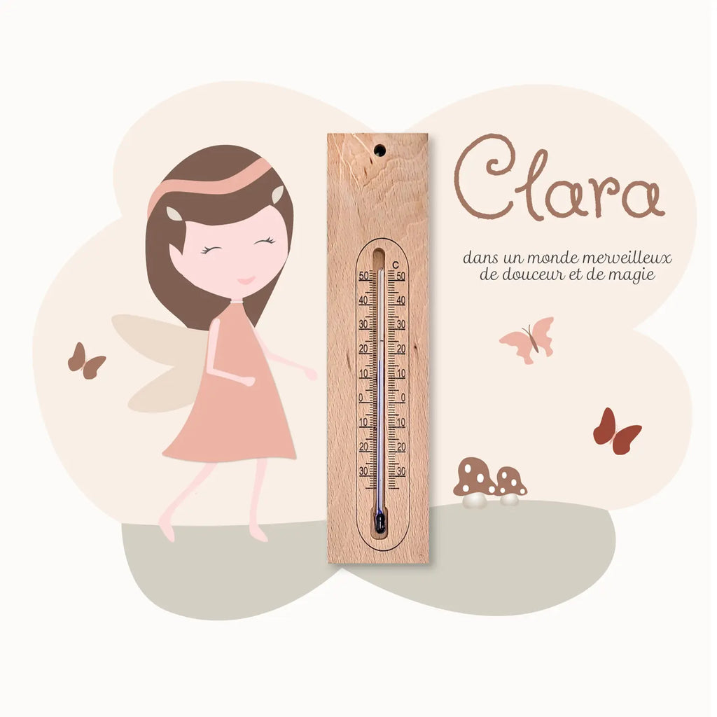 cadre thermomètre personnalisé petite elfe terracotta, chambre fille