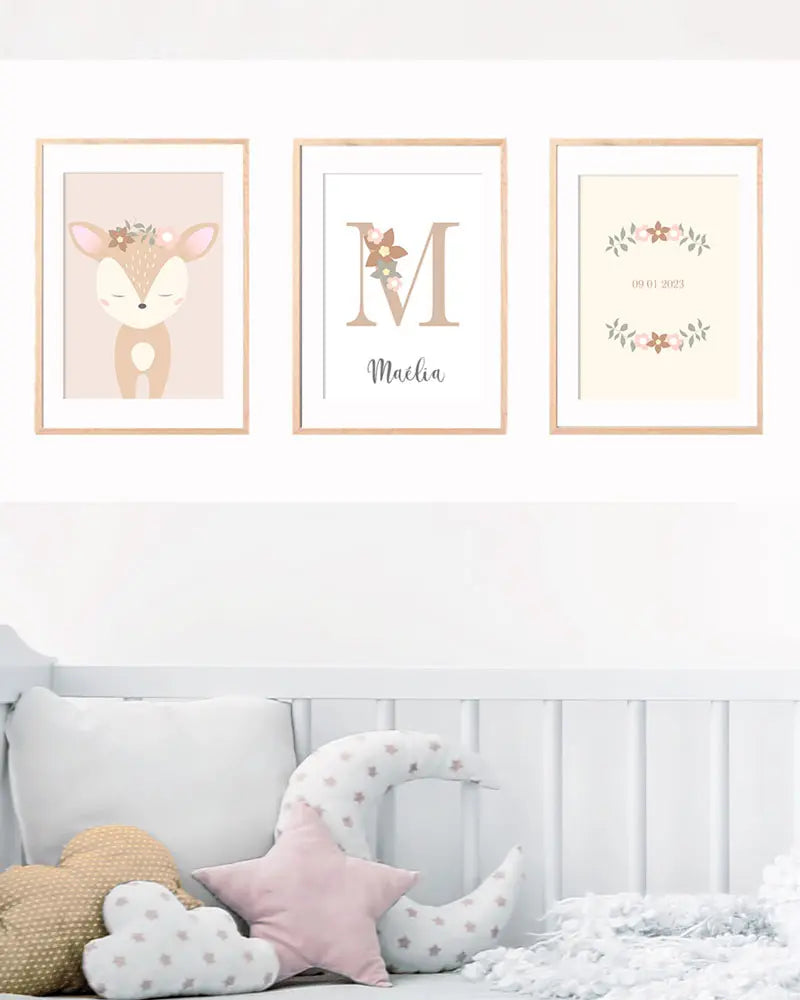 Triptyque personnalisable et sa jolie biche