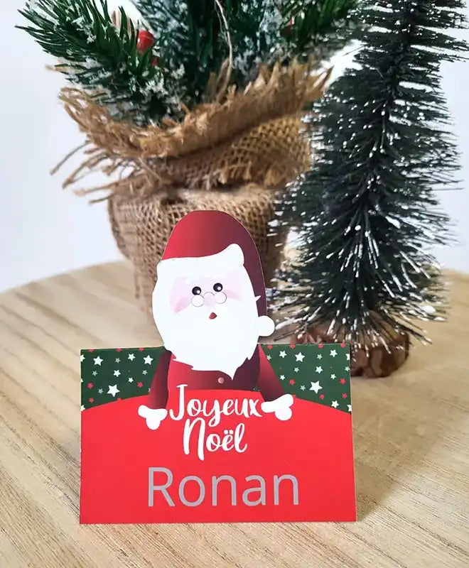4 marque place personnalisables illustrées du Père Noël