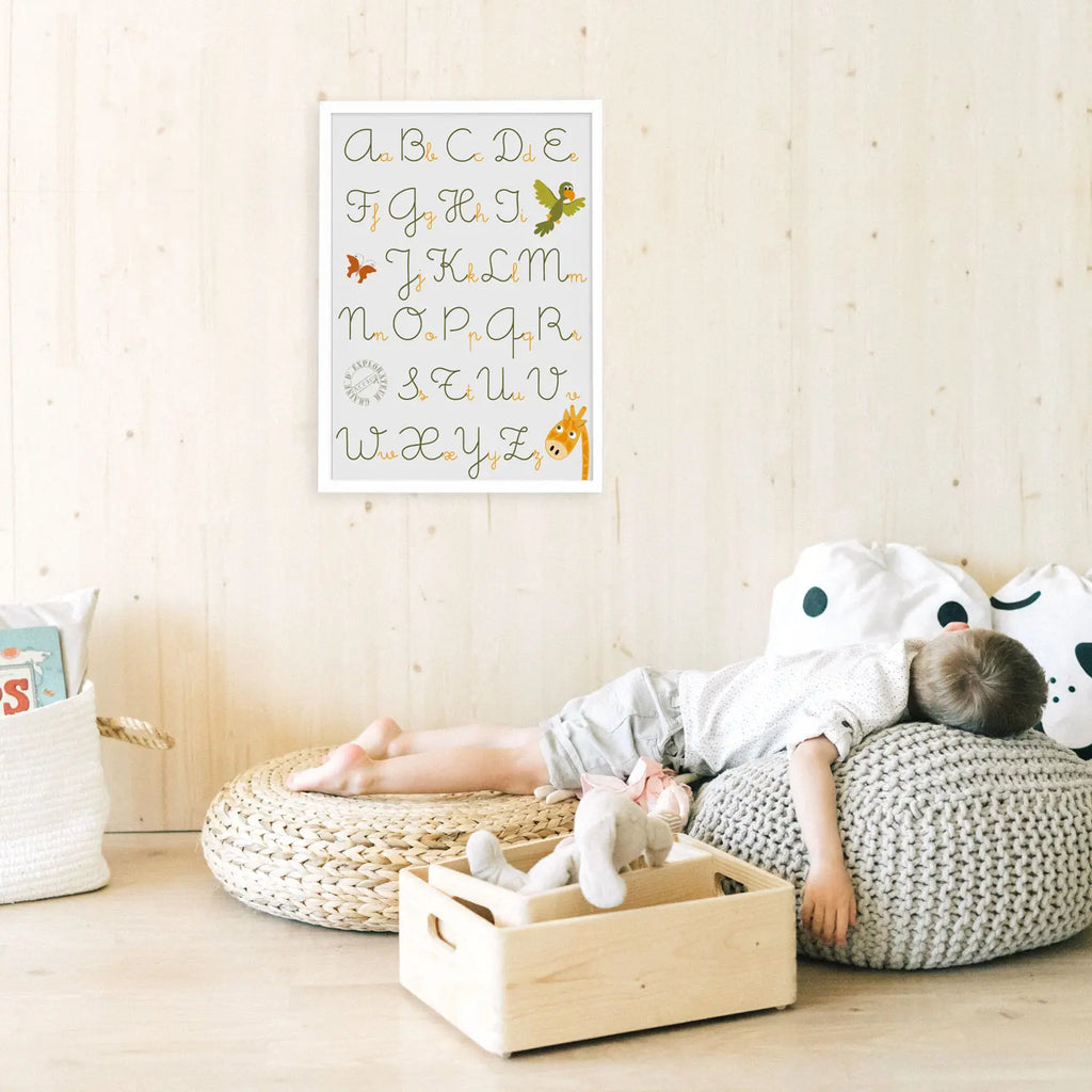 Affiche abécédaire 40x60cm thème savane pour chambre enfant