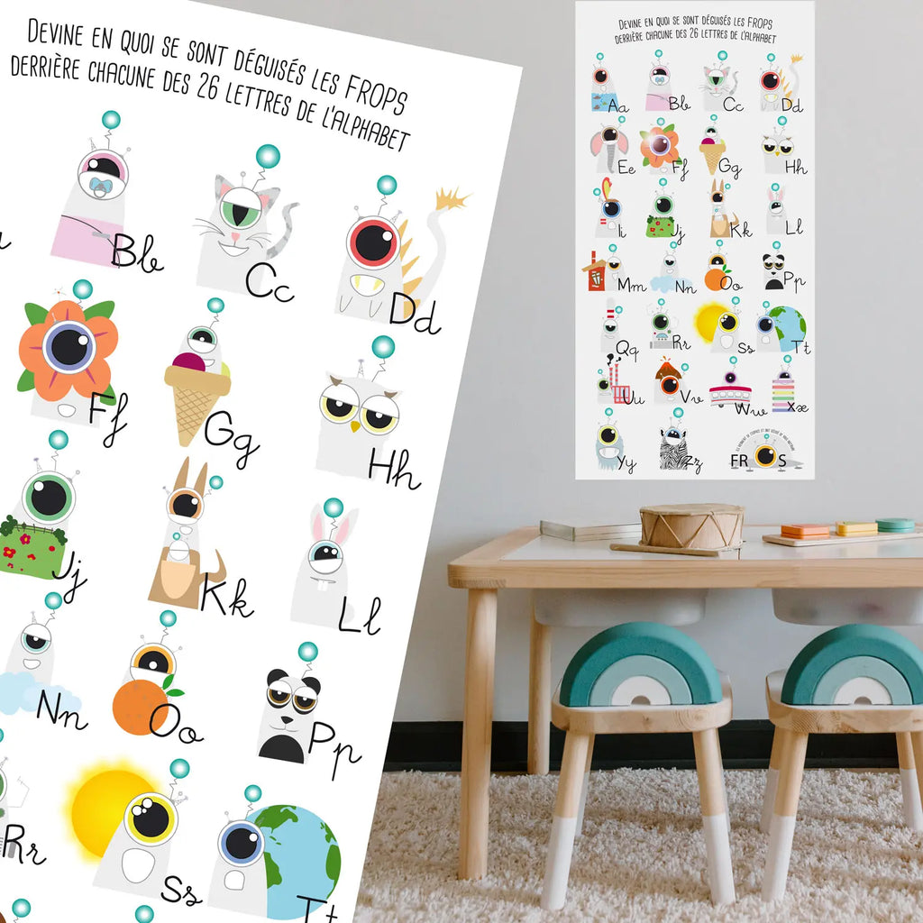 Affiche pour apprendre l'alphabet en jouant