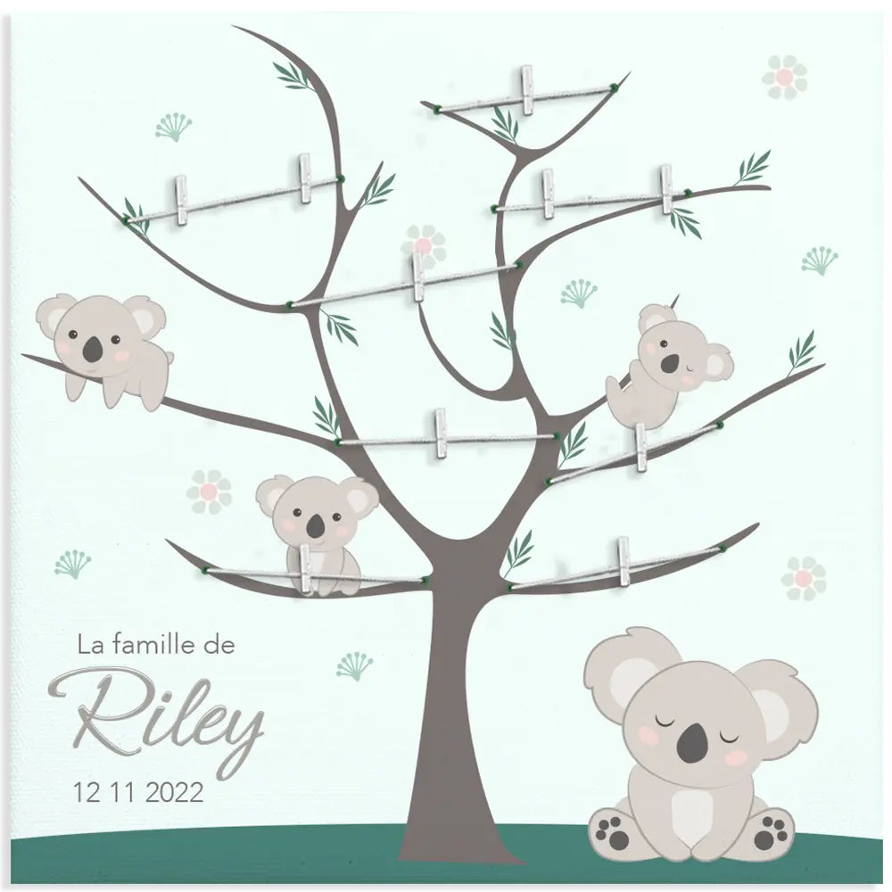 cadre photo de famille personnalisé thème koala