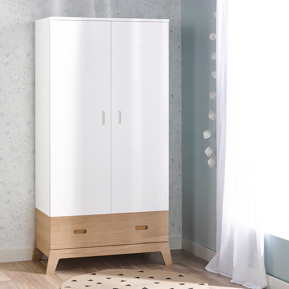 Armoire chambre norvege blanche et chene