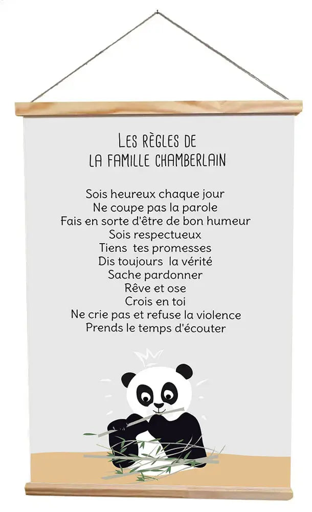Bannière des règles de la maison de la famille panda