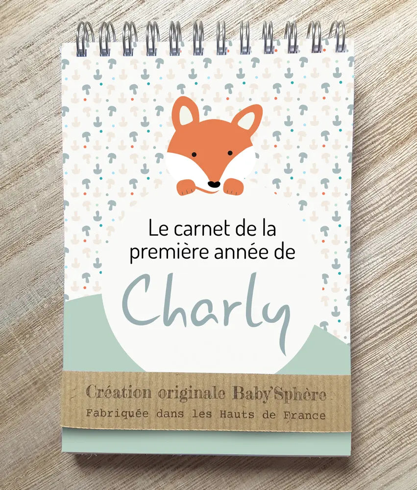 Carnet 1ère année de bébé, 80 pages, personnalisé au prénom, format A6