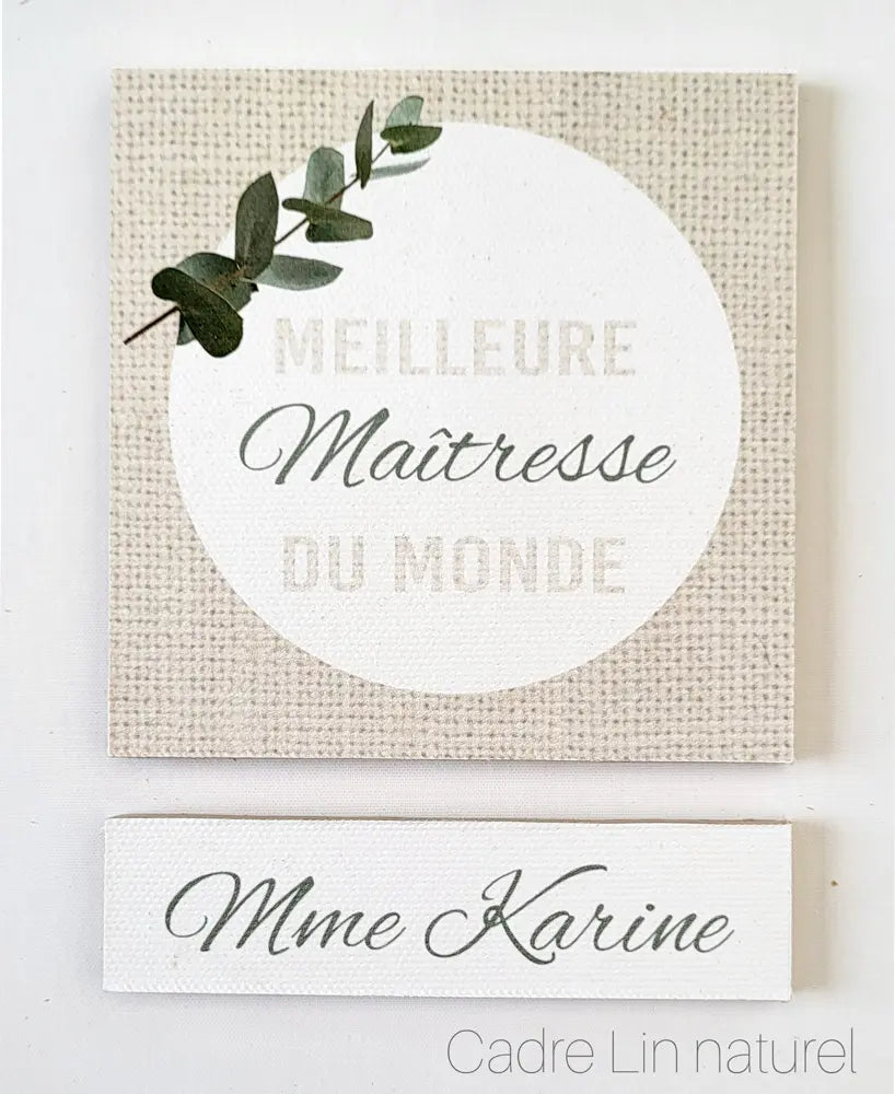 Cadre magnets fond lin pour maitresse