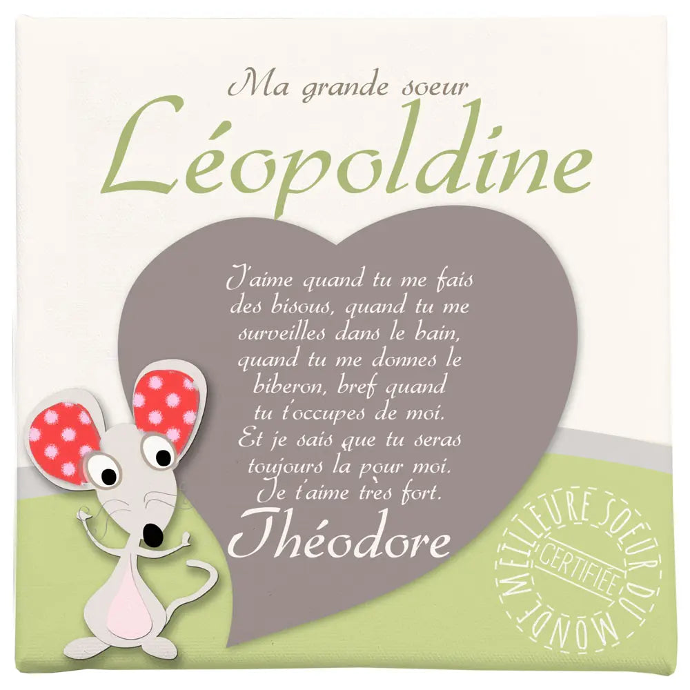Idee cadeau naissance pour grande soeur thème souris