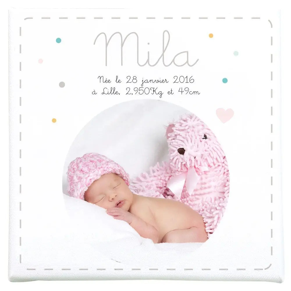 cadre photo naissance bébé personnalisé, souvenir naissance avec photo et prénom, décoration murale chambre bébé cadre naissance.
