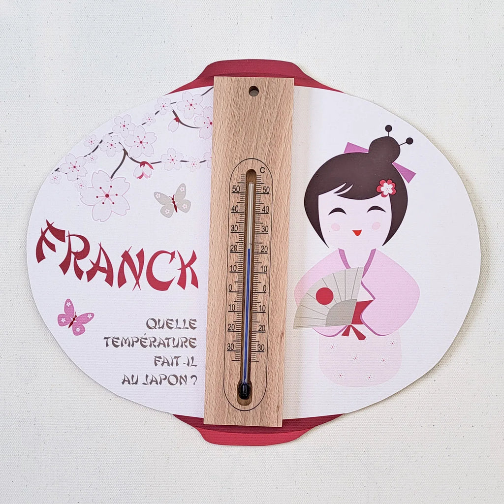 Cadre thermomètre personnalisée et poupée kokeshi