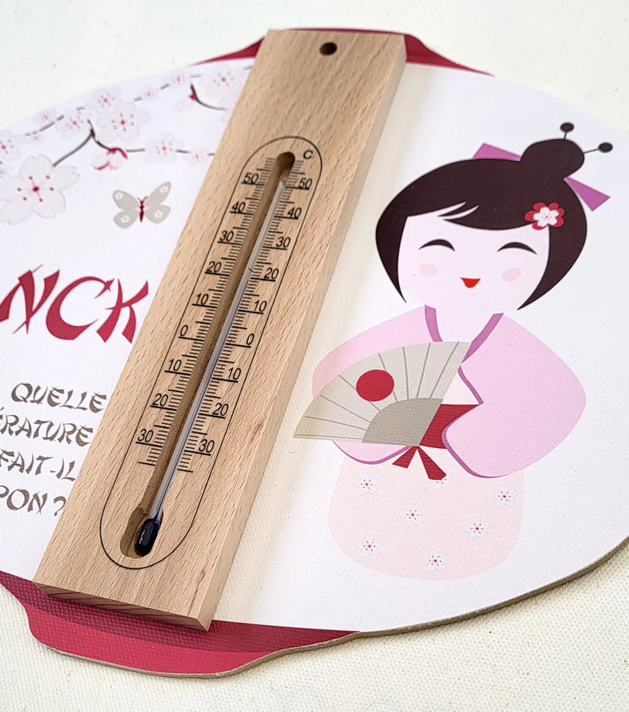 Cadre thermomètre personnalisé et poupée kokeshi