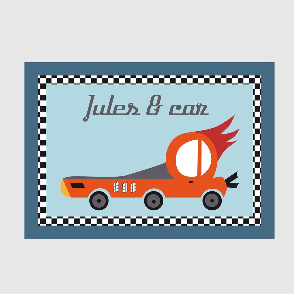 Cadre personnalisé bleu et orange voiture orignale