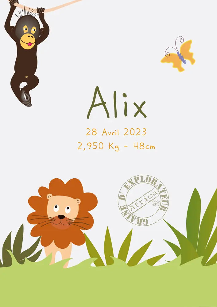 Affiche naissance garçon du coffret naissance jumeaux