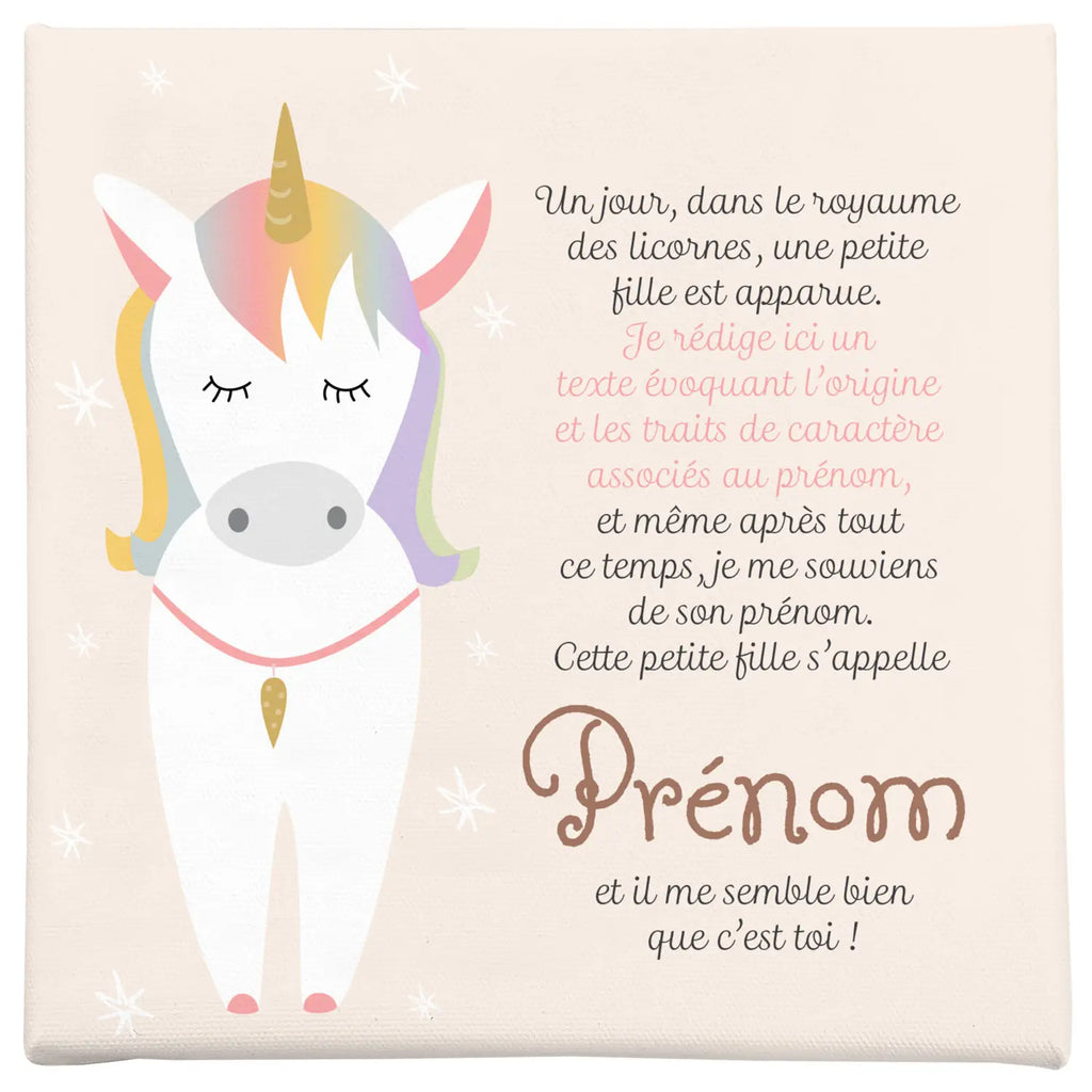 Comment nous rédigeons le texte de la toile licorne prénom