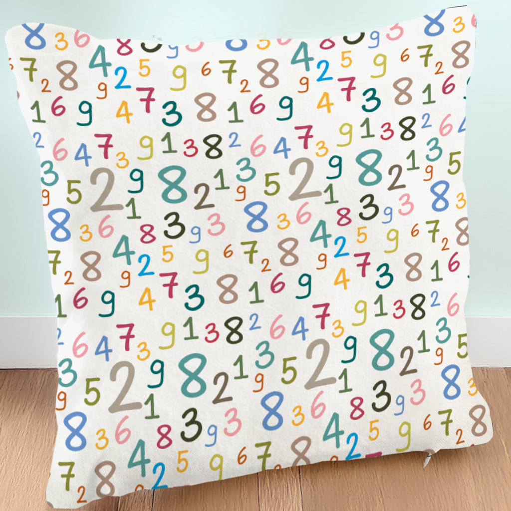 Dos coussin maternelle avec motif chiffres de 1 à 9