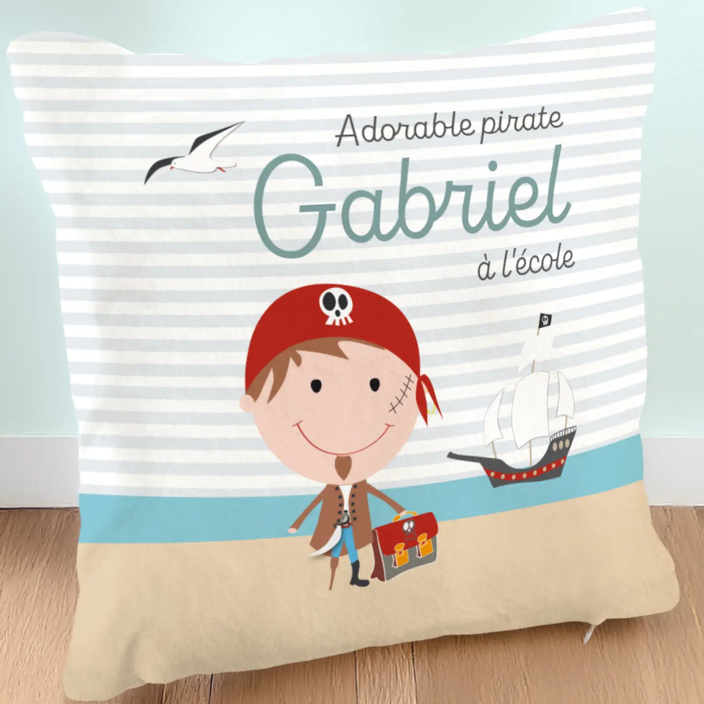 Coussin école et son pirate au foulard rouhe