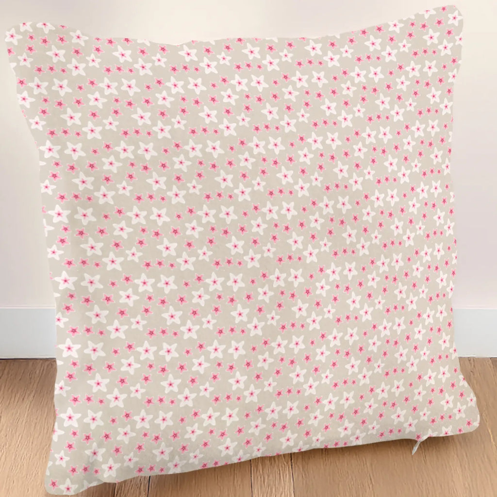 Dos coussin kokeshi avec motif fleurs de cerisiers