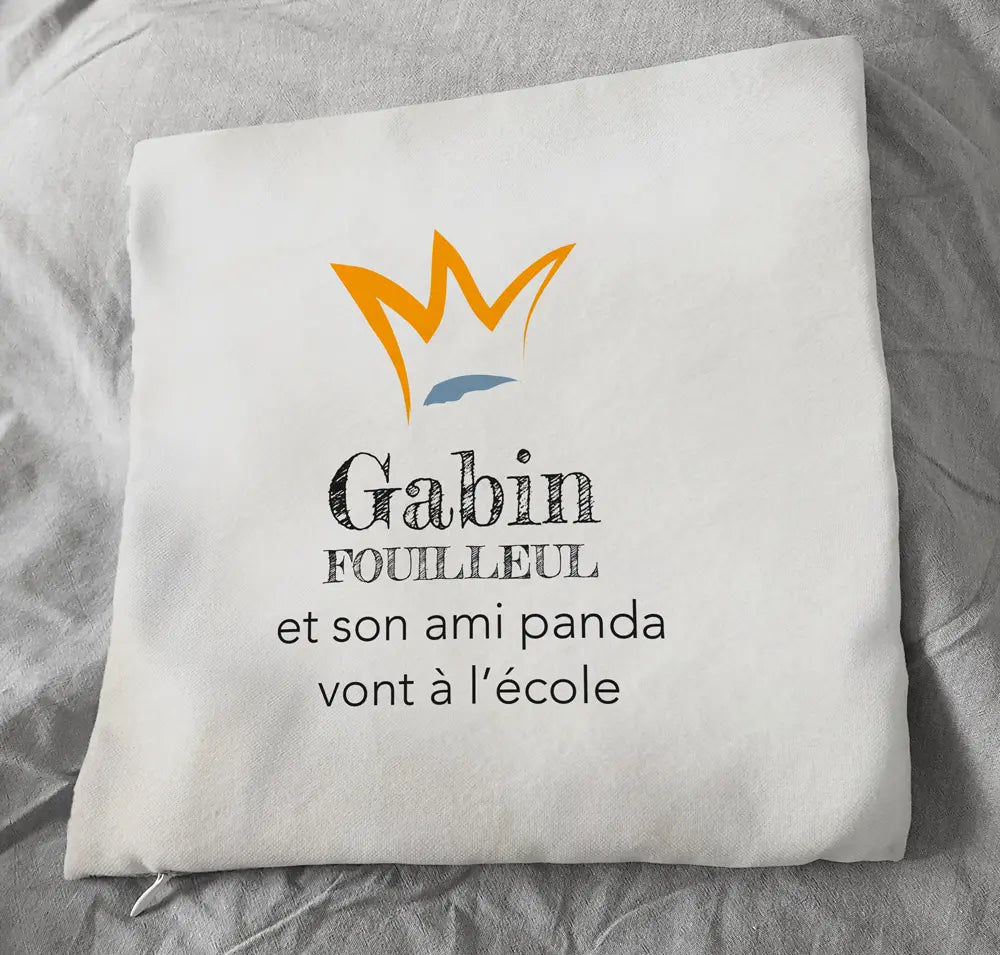 Dos coussin panda pour la maternelle avec prénom et nom de famille
