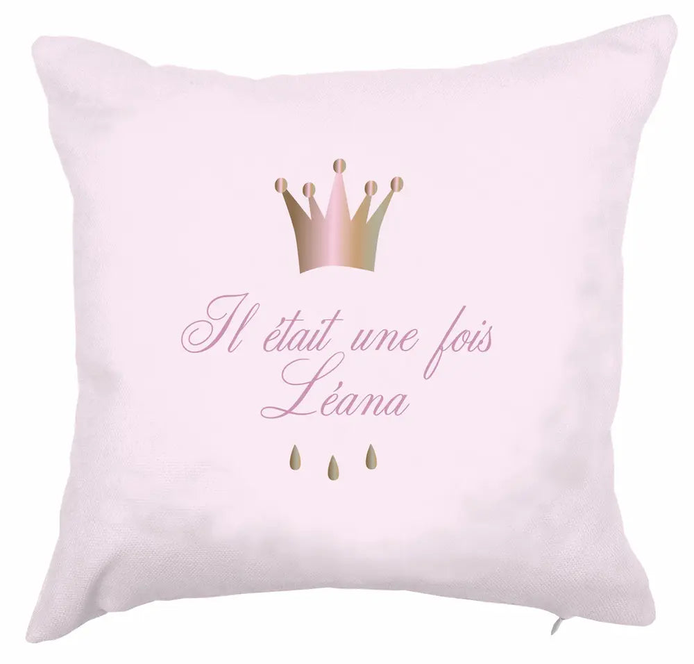 Coussin rosette princesse personnalisé il était une fois