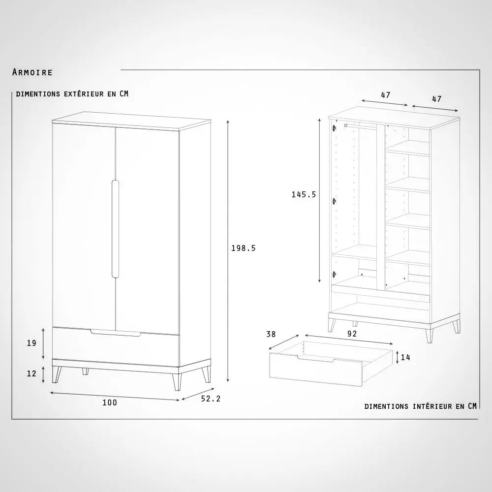 Dimensions de l'armoire NATURE