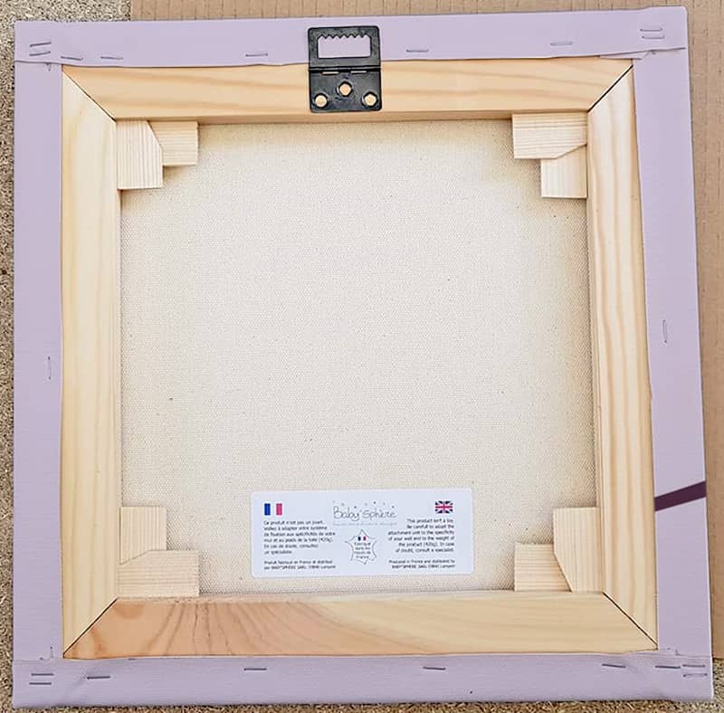 Toile chouette mauve tendue sur châssis bois, fabrication artisanale française
