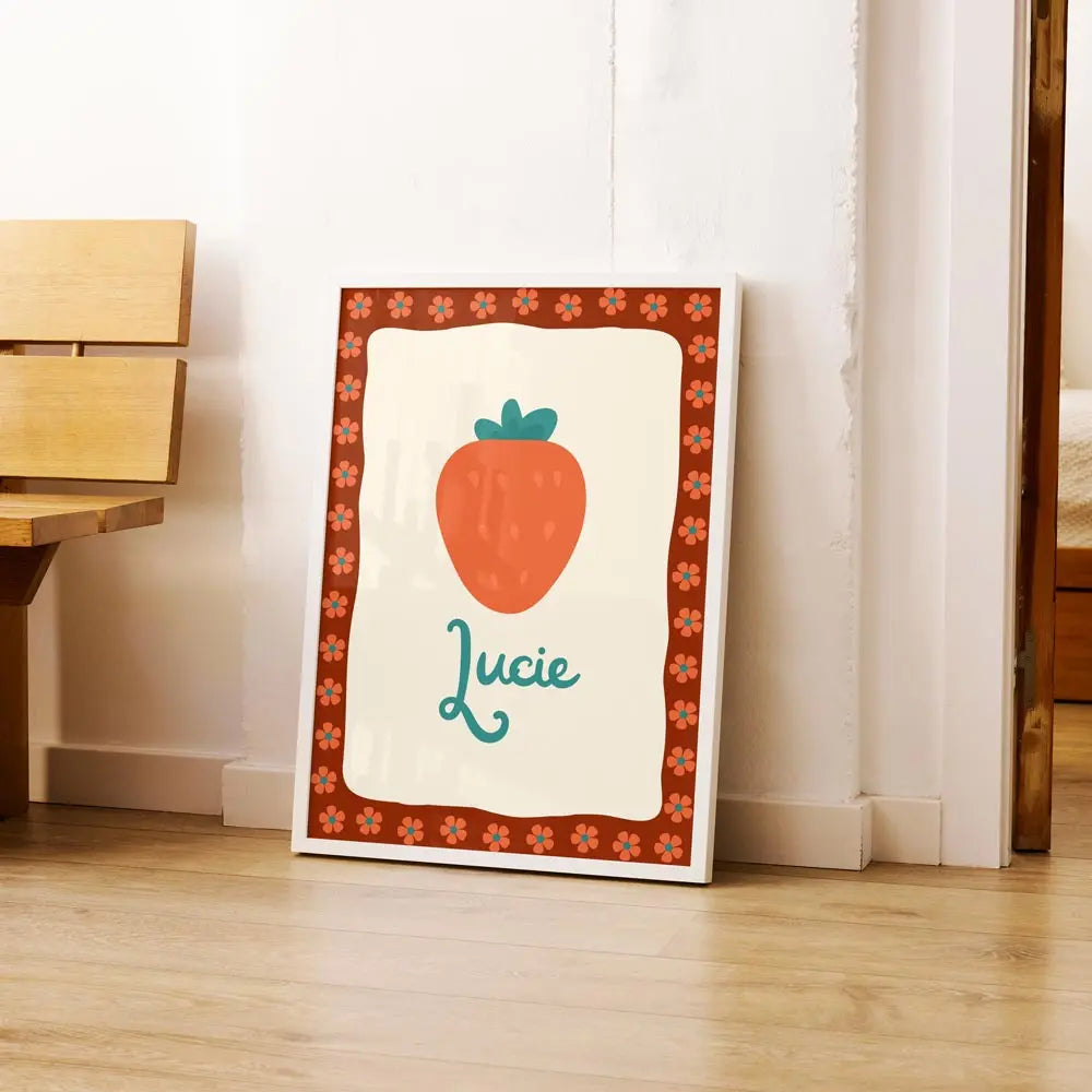 Affiche vintage fraise personnalisée