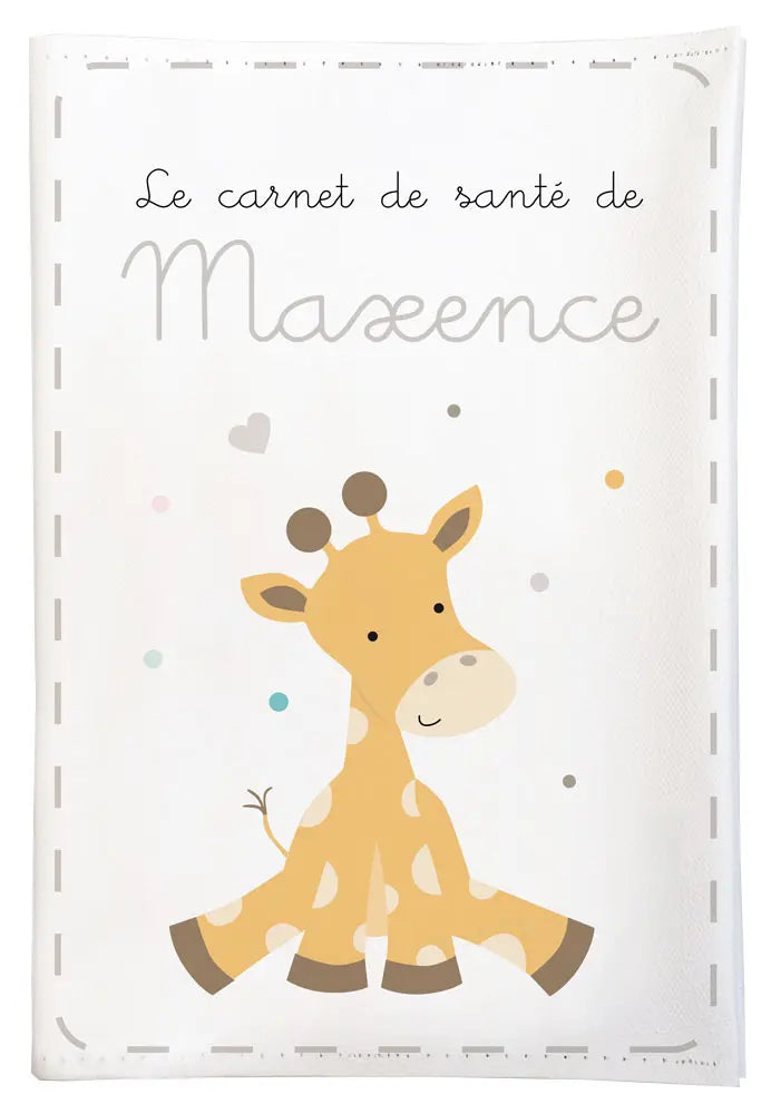 Protège carnet de santé de fabrication française sur le thème girafe