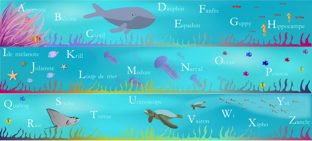 Frise abécédaire sous la mer