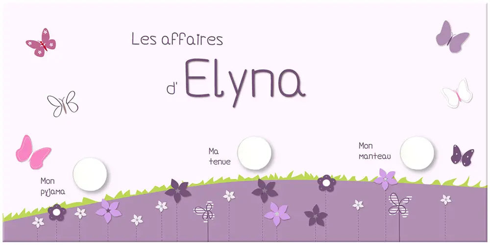 Grand portemanteau fleurs et papillons