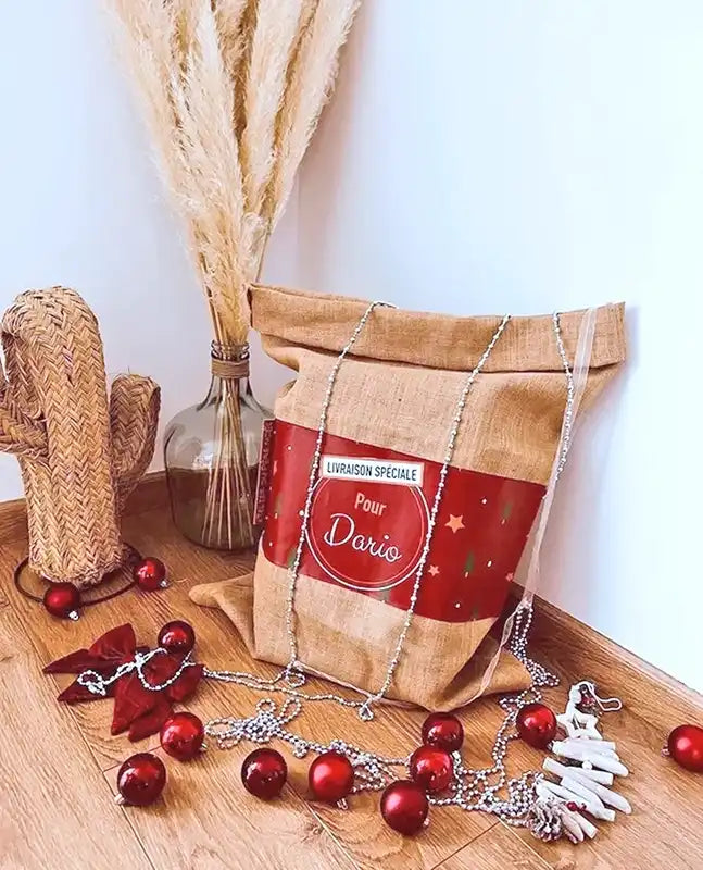 Grande hotte de Noël "Livraison spéciale" personnalisée au prénom de l'enfant