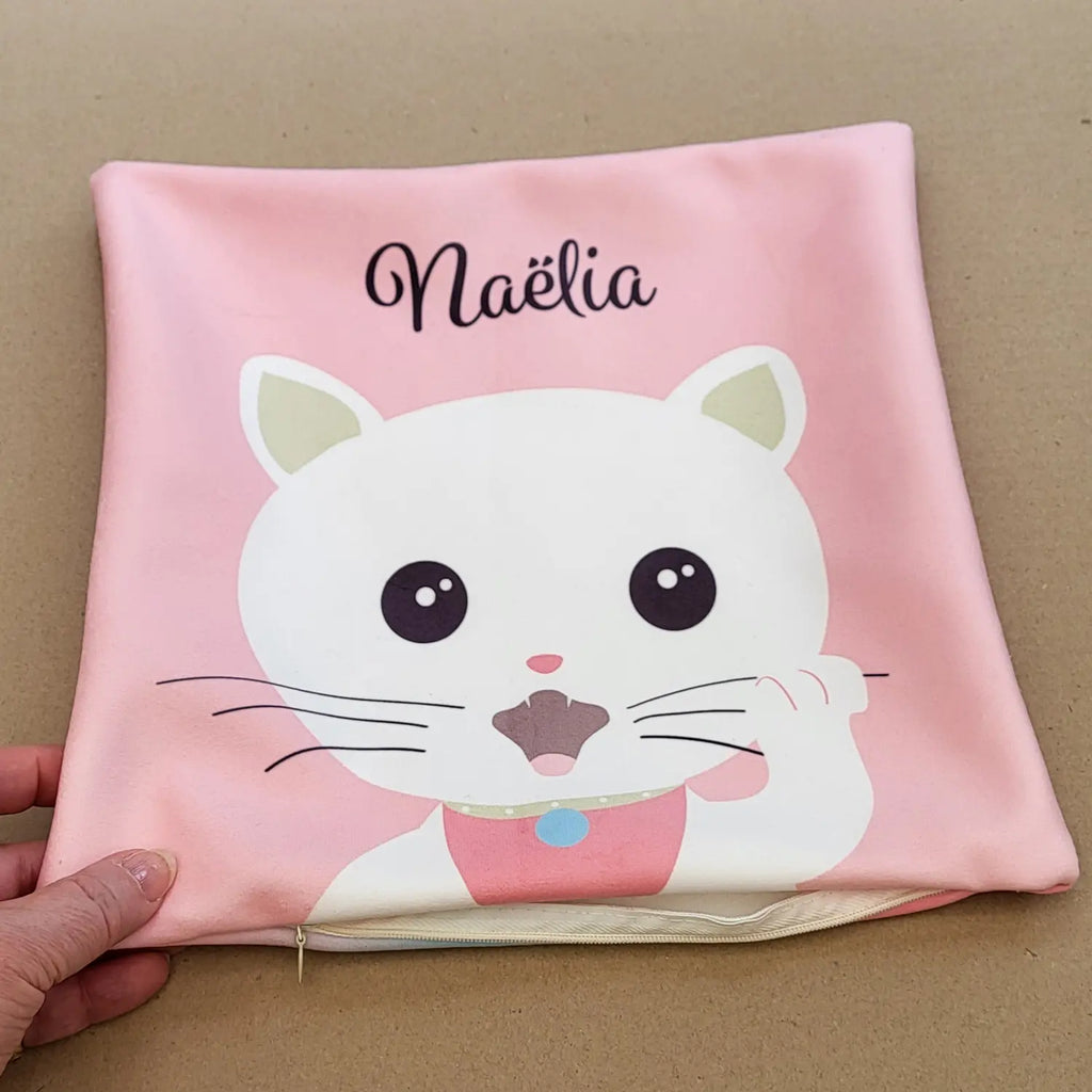 Housse de coussin personnalisable du petit chat kawaii