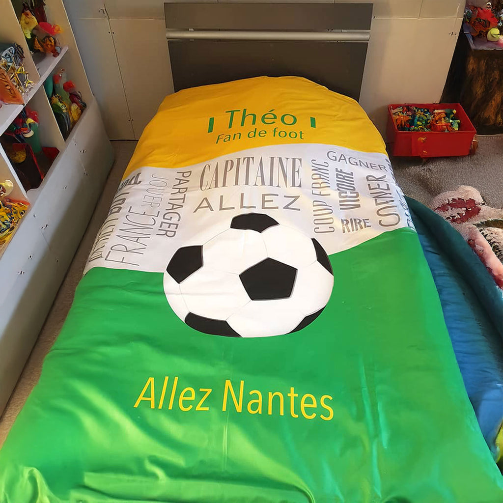 Housse de couette foot personnalisable aux couleurs de Nantes