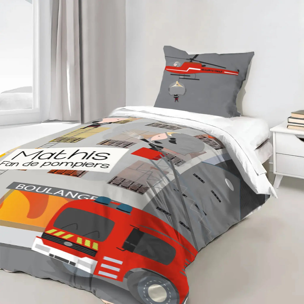 Housse de couette personnalisée camion pompier