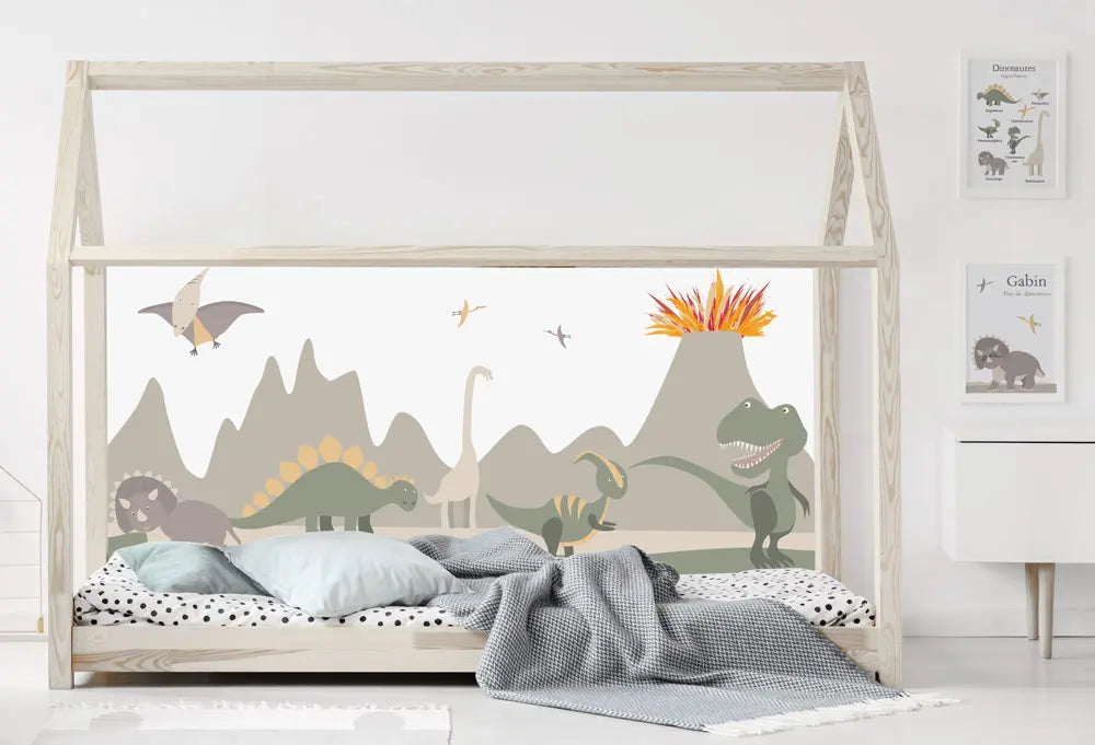 Décoration murale dinosaure chambre enfant grand format horizontal