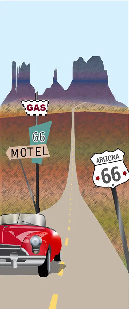 Lé de papier su sol au plafond sur le thème Route 66