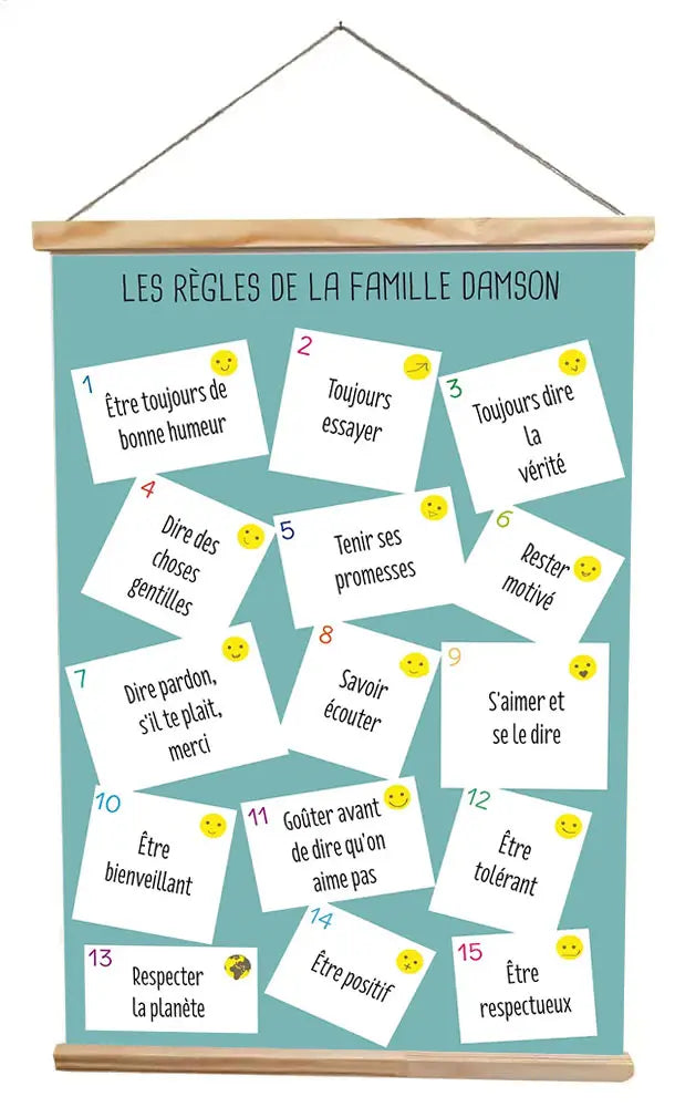 les règles de la maison illustrées avec des smiley