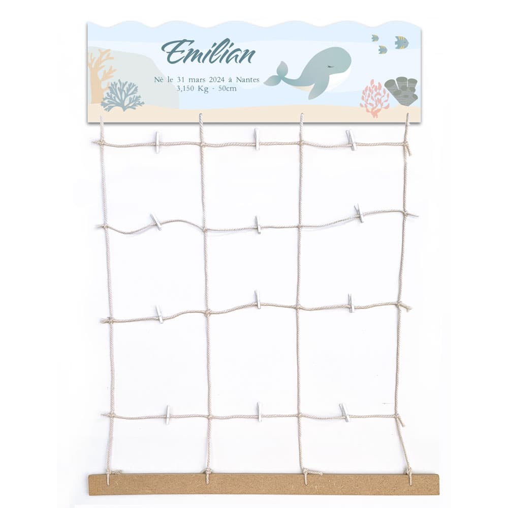 Pêle-mêle ficelle theme sous la mer pour préparer la chambre de bébé