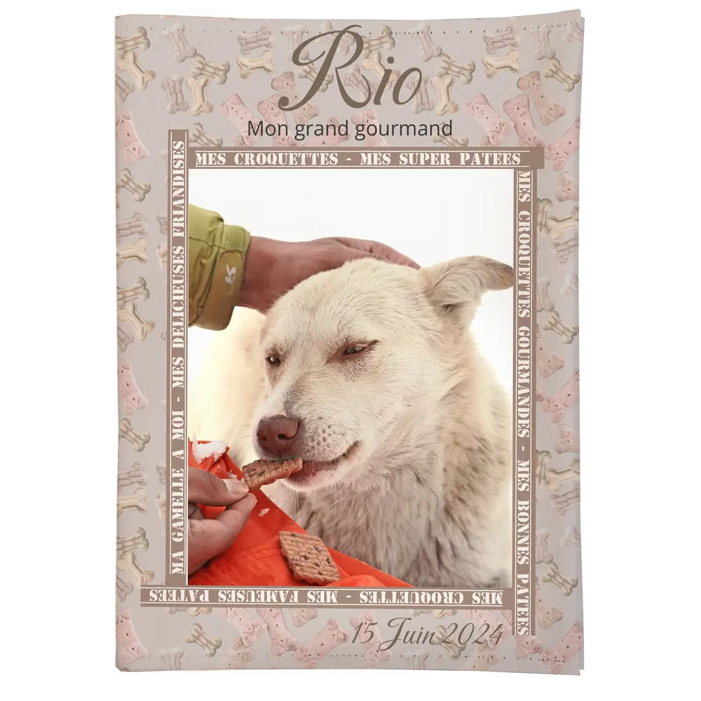 Pochette carnet de santé personnalisée pour chien gourmand