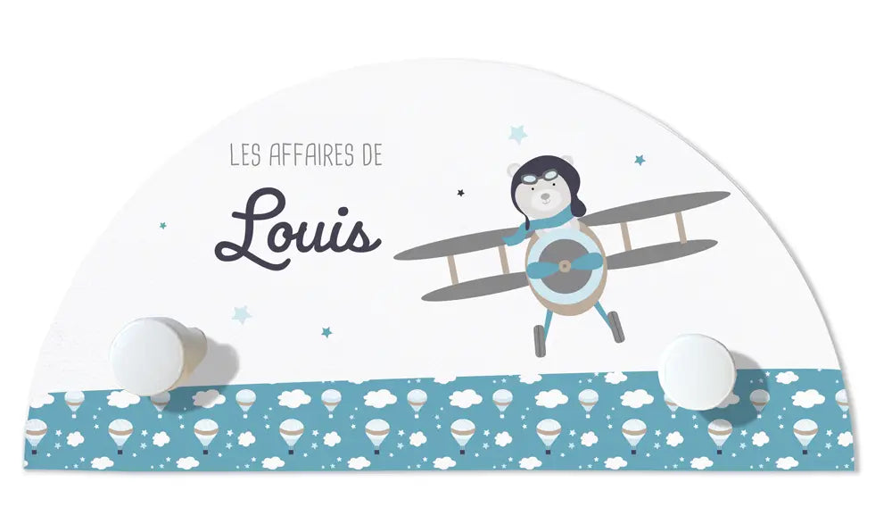 Portemanteau prénom de l'ourson aviateur