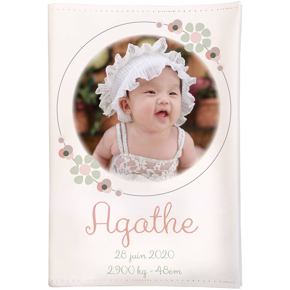 Protège carnet de santé bohème photo prénom bébé / Carnet santé personnalisé fille garçon vert terracotta