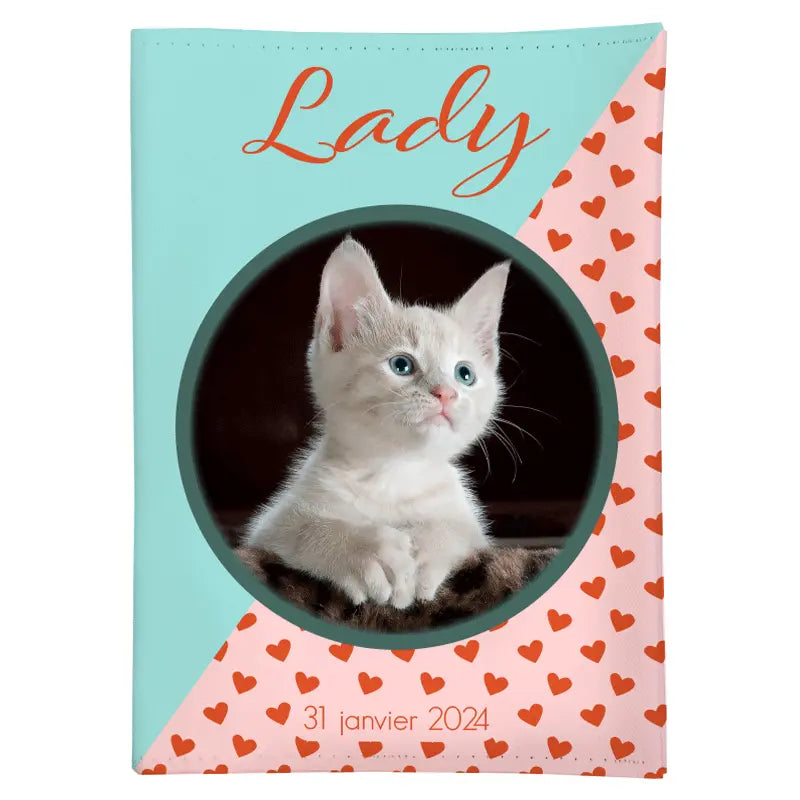 Protège carnet de santé chat personnalisé motif coeurs