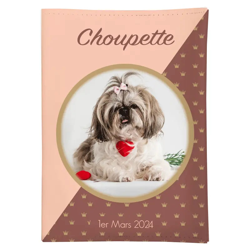 Protège carnet de santé chien personnalisé motif couronnes