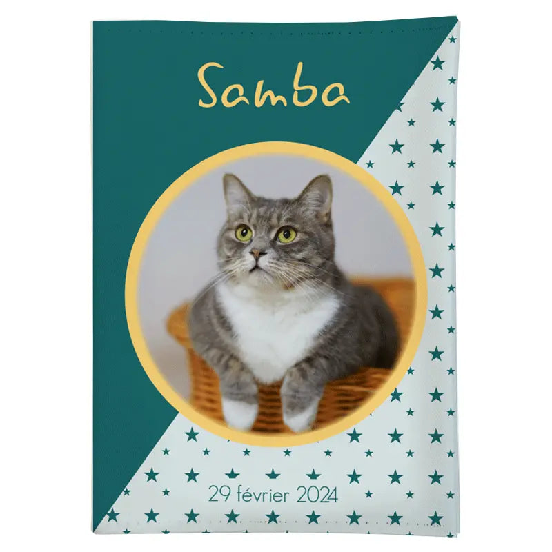 Protège carnet chat motif étoilé