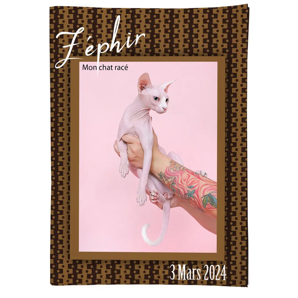 Protège carnet de santé avec photo de chat élégant