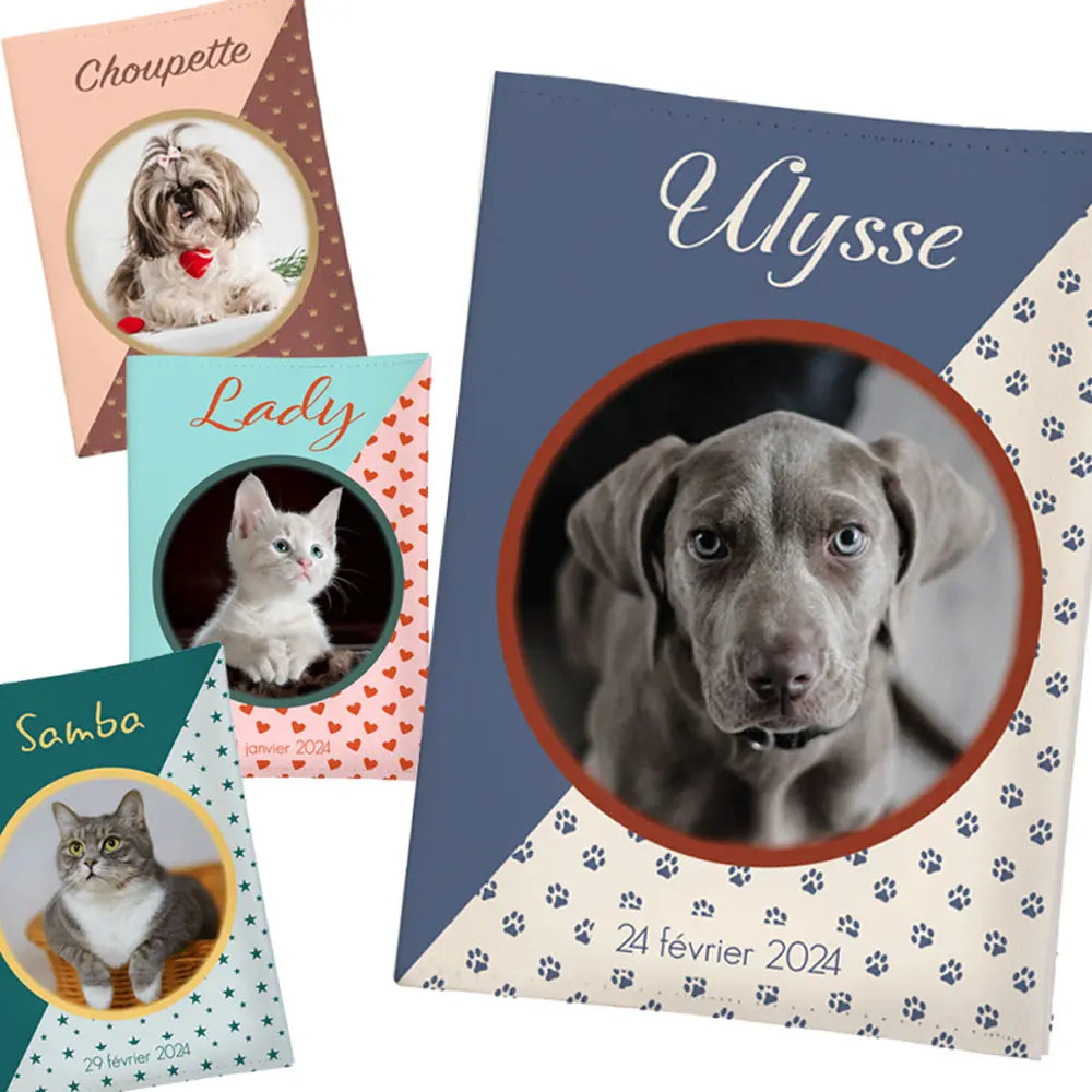 Protège carnet de santé photo avec motif pour chiens ou chat