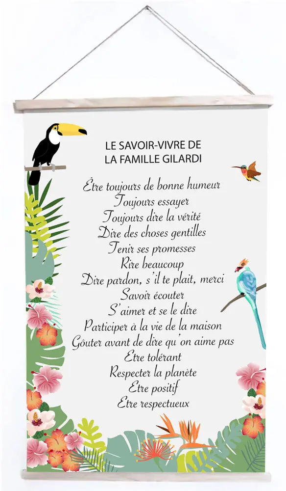 Règles de la maison personnalisables sur le thème tropical