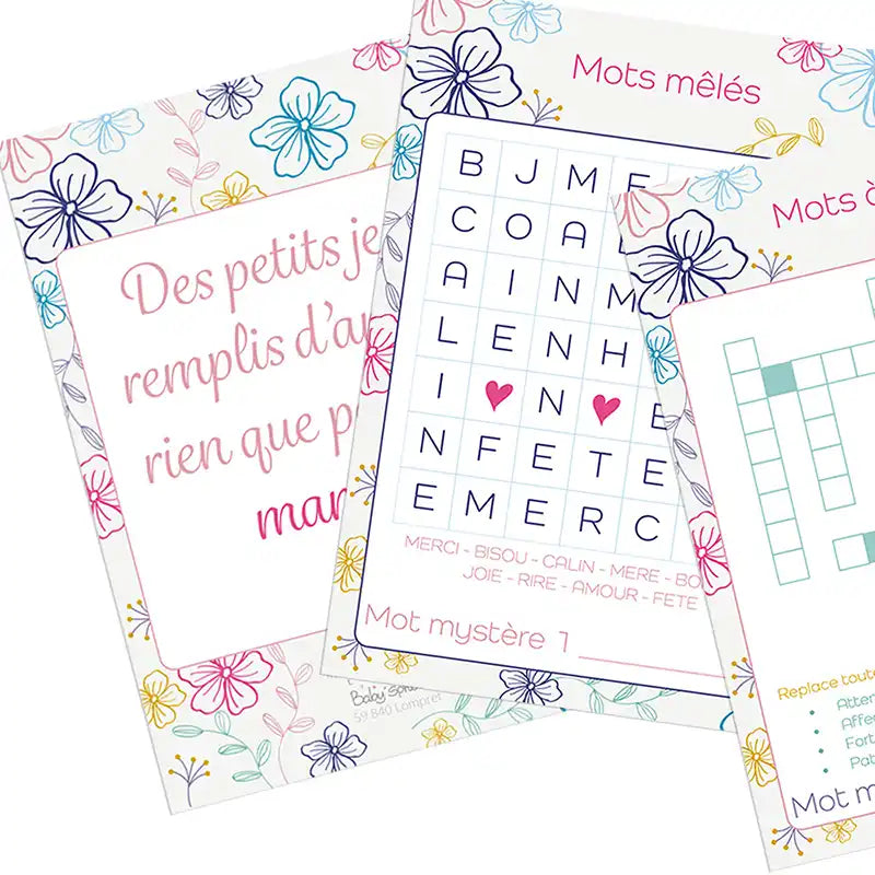Set de cartes de jeux pour souhaiter une bonne fête à maman
