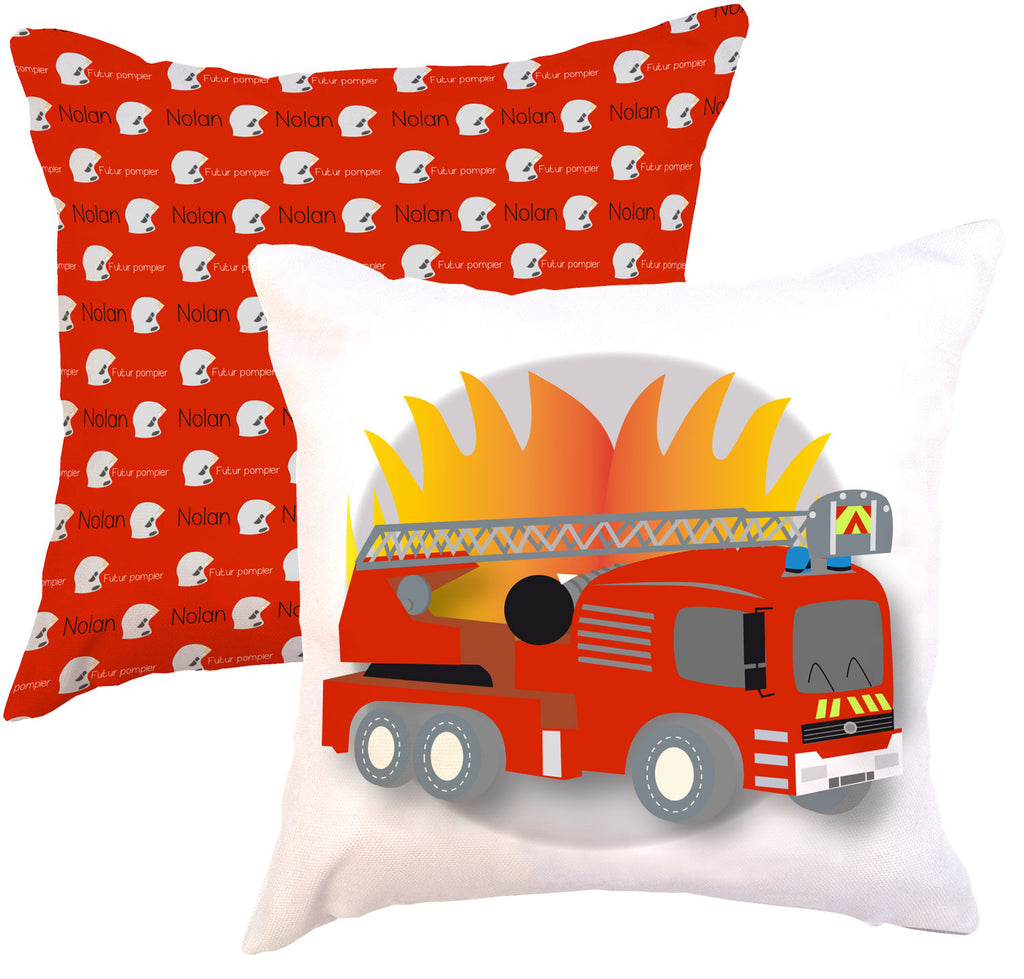 Taie d'oreiller personnalisée camions de pompiers