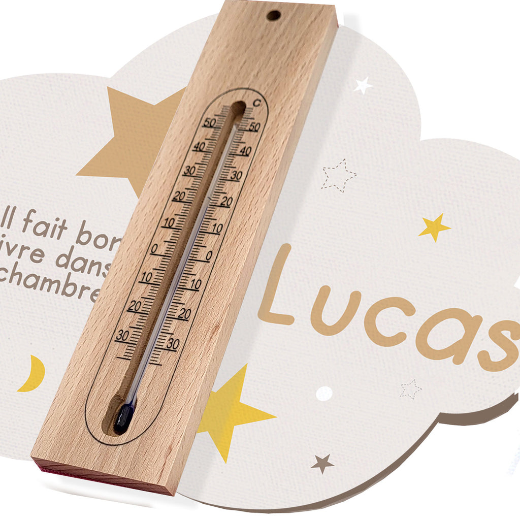 Thermomètre bébé nuage et étoiles 100 made in france