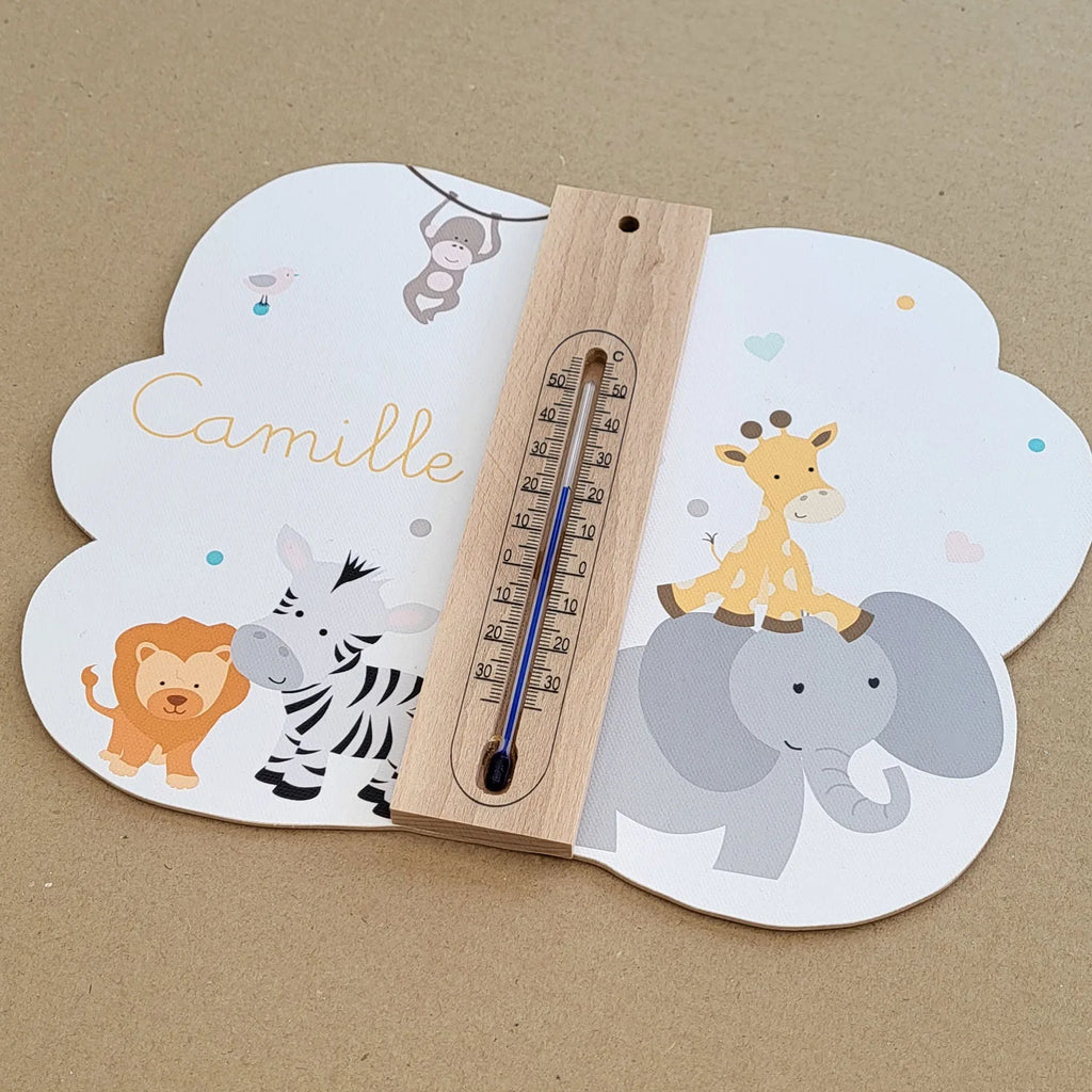 Cadre thermomètre personnalisable des bébés animaux