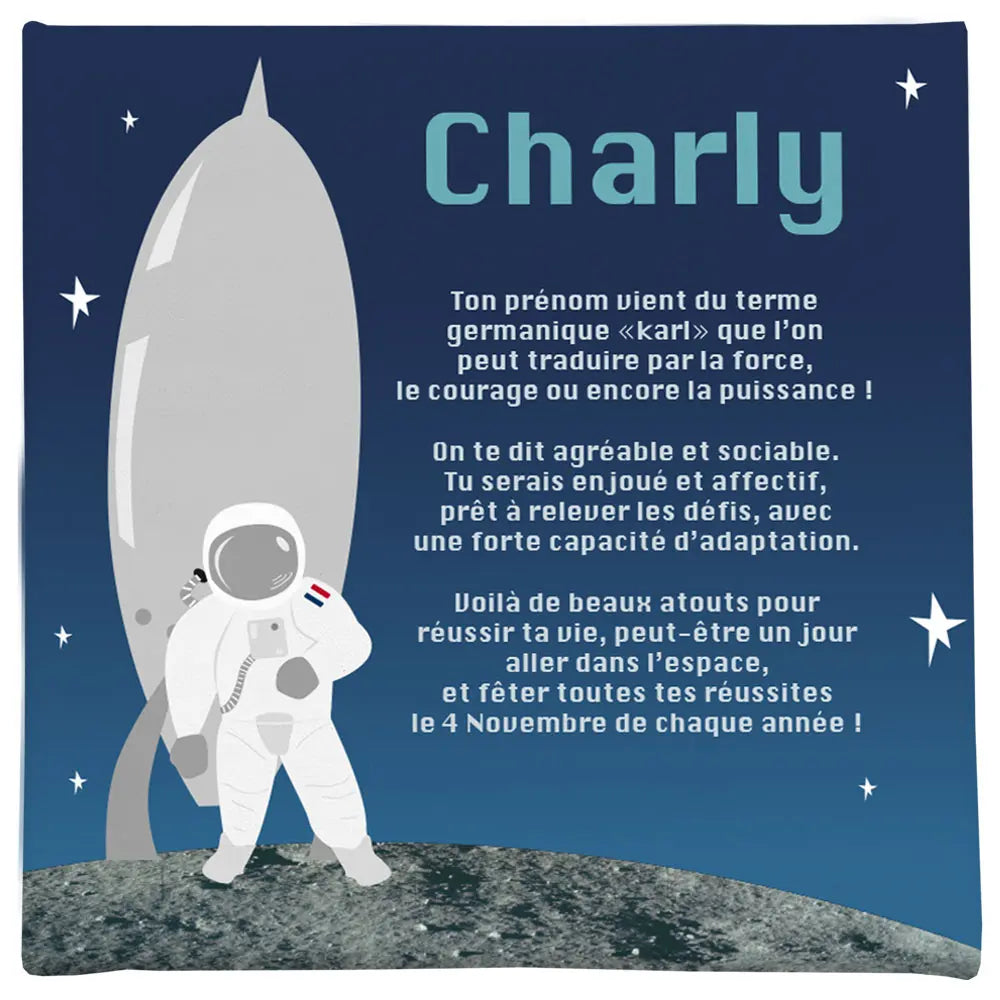 Toile astronaute autour du prénom de l'enfant